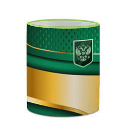 Кружка 3D Герб России на зеленой абстракции, цвет: 3D-светло-зеленый кант — фото 2