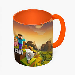 Кружка 3D Богдан Minecraft, цвет: 3D-белый + оранжевый