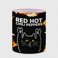 Кружка 3D Red Hot Chili Peppers рок кот и огонь, цвет: 3D-розовый кант — фото 2