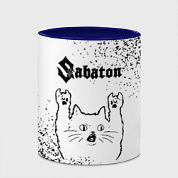 Кружка 3D Sabaton рок кот на светлом фоне, цвет: 3D-белый + синий — фото 2