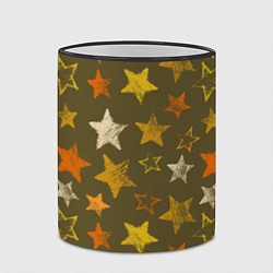 Кружка 3D Желто-оранжевые звезды на зелнгом фоне, цвет: 3D-черный кант — фото 2