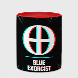 Кружка 3D Символ Blue Exorcist в стиле glitch на темном фоне, цвет: 3D-белый + красный — фото 2