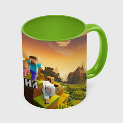 Кружка 3D Михаил Minecraft, цвет: 3D-белый + светло-зеленый