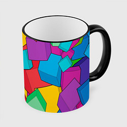 Кружка 3D Фон из разноцветных кубиков, цвет: 3D-черный кант