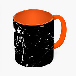 Кружка 3D Группа Evanescence и рок кот, цвет: 3D-белый + оранжевый