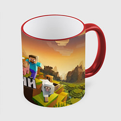 Кружка 3D Юрий Minecraft, цвет: 3D-красный кант