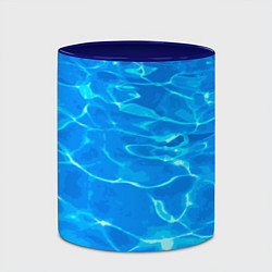Кружка 3D Абстрактные волны бассейна - текстура, цвет: 3D-белый + синий — фото 2