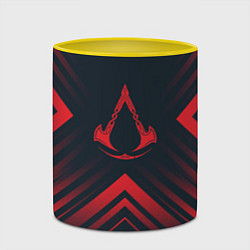Кружка 3D Красный символ Assassins Creed на темном фоне со с, цвет: 3D-белый + желтый — фото 2