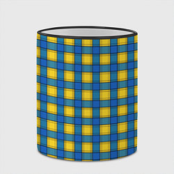 Кружка 3D Желтый с синим клетчатый модный узор, цвет: 3D-черный кант — фото 2