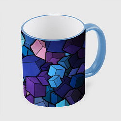Кружка 3D Цветные кубы, цвет: 3D-небесно-голубой кант