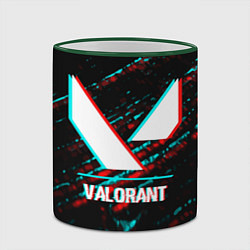 Кружка 3D Valorant в стиле glitch и баги графики на темном ф, цвет: 3D-зеленый кант — фото 2