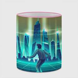 Кружка 3D В sci-fi будущее на скейте, цвет: 3D-розовый кант — фото 2
