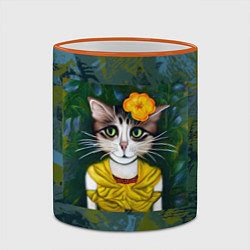 Кружка 3D Грустная кошка Фриды Кало из нейросети, цвет: 3D-оранжевый кант — фото 2