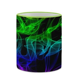 Кружка 3D Разноцветный неоновый дым, цвет: 3D-светло-зеленый кант — фото 2