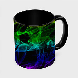 Кружка 3D Разноцветный неоновый дым, цвет: 3D-белый + черный