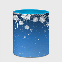 Кружка 3D Снежный узор на синем фоне, цвет: 3D-белый + небесно-голубой — фото 2