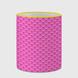 Кружка 3D Геометрический современный розовый однотонный узор, цвет: 3D-желтый кант — фото 2