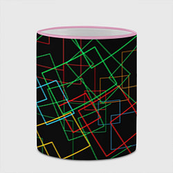 Кружка 3D Разноцветные квадраты, цвет: 3D-розовый кант — фото 2