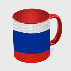 Кружка 3D Триколор - флаг России плетёный, цвет: 3D-белый + красный