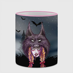 Кружка 3D Девушка в скальпеле волка, цвет: 3D-розовый кант — фото 2