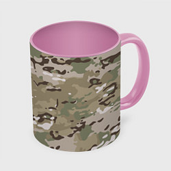 Кружка 3D Камуфляж Multicam, цвет: 3D-белый + розовый