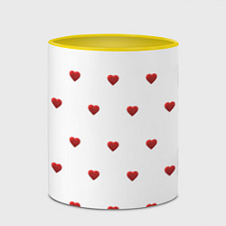 Кружка 3D Белая поляна с красными сердечками, цвет: 3D-белый + желтый — фото 2