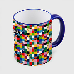 Кружка 3D Minecraft - пиксельные персонажи, цвет: 3D-синий кант