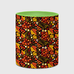 Кружка 3D Осенняя хохлома, цвет: 3D-белый + светло-зеленый — фото 2