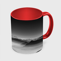 Кружка 3D Туманные горы, цвет: 3D-белый + красный