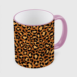 Кружка 3D Леопардовый цвет, цвет: 3D-розовый кант