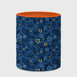 Кружка 3D Желтые и синие звезды на синем фоне, цвет: 3D-белый + оранжевый — фото 2