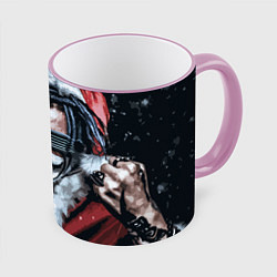 Кружка 3D Cool Santa Rastaman, цвет: 3D-розовый кант