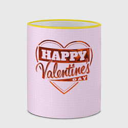 Кружка 3D Happy Valentines Day!, цвет: 3D-желтый кант — фото 2