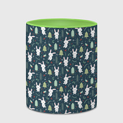 Кружка 3D Новогодний паттерн, год кролика, цвет: 3D-белый + светло-зеленый — фото 2