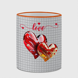 Кружка 3D Love - сердечки, цвет: 3D-оранжевый кант — фото 2