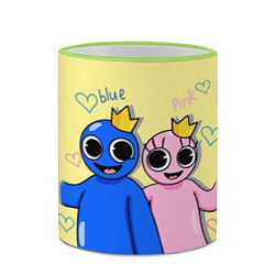 Кружка 3D Радужные друзья: Синий и Розовая, цвет: 3D-светло-зеленый кант — фото 2