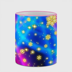 Кружка 3D Снежинки и звезды - яркие цвета, цвет: 3D-розовый кант — фото 2