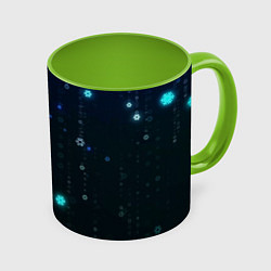 Кружка 3D Неоновый дождик из снежинок, цвет: 3D-белый + светло-зеленый