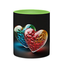 Кружка 3D Сердечки для влюблённых, цвет: 3D-белый + светло-зеленый — фото 2
