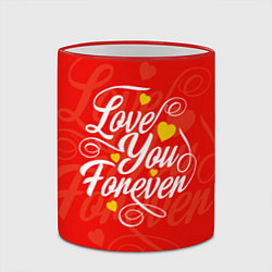 Кружка 3D Love you forever - hearts, patterns, цвет: 3D-красный кант — фото 2