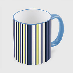 Кружка 3D Абстрактные разноцветные линии, цвет: 3D-небесно-голубой кант