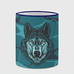 Кружка 3D Голова синего волка, цвет: 3D-синий кант — фото 2