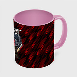 Кружка 3D Slipknot красные молнии, цвет: 3D-белый + розовый