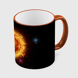 Кружка 3D Танец балерины в огненном шаре, цвет: 3D-оранжевый кант