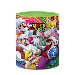 Кружка 3D Super Mario - Gaming aesthetics - Collage, цвет: 3D-белый + светло-зеленый — фото 2
