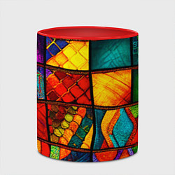 Кружка 3D Лоскутная мозаика - пэчворк, цвет: 3D-белый + красный — фото 2