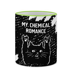 Кружка 3D Группа My Chemical Romance и рок кот, цвет: 3D-светло-зеленый кант — фото 2