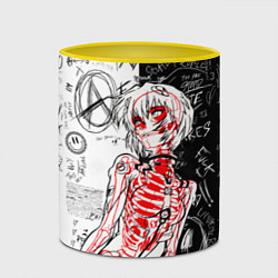 Кружка 3D Рей Аянами - dead inside mood, цвет: 3D-белый + желтый — фото 2