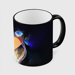 Кружка 3D Blue Lock anime, цвет: 3D-черный кант