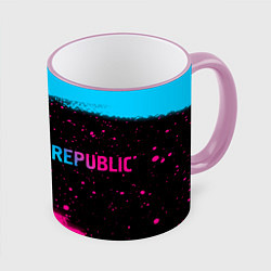 Кружка 3D OneRepublic - neon gradient: надпись и символ, цвет: 3D-розовый кант